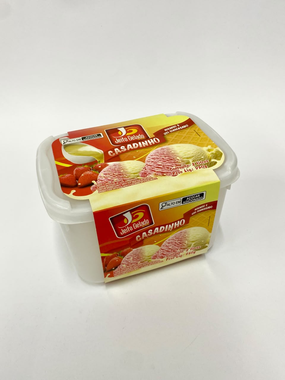 Cinta para Sorvete Jeito Gelado 2 L: Casadinho Morango e Leite Condensado